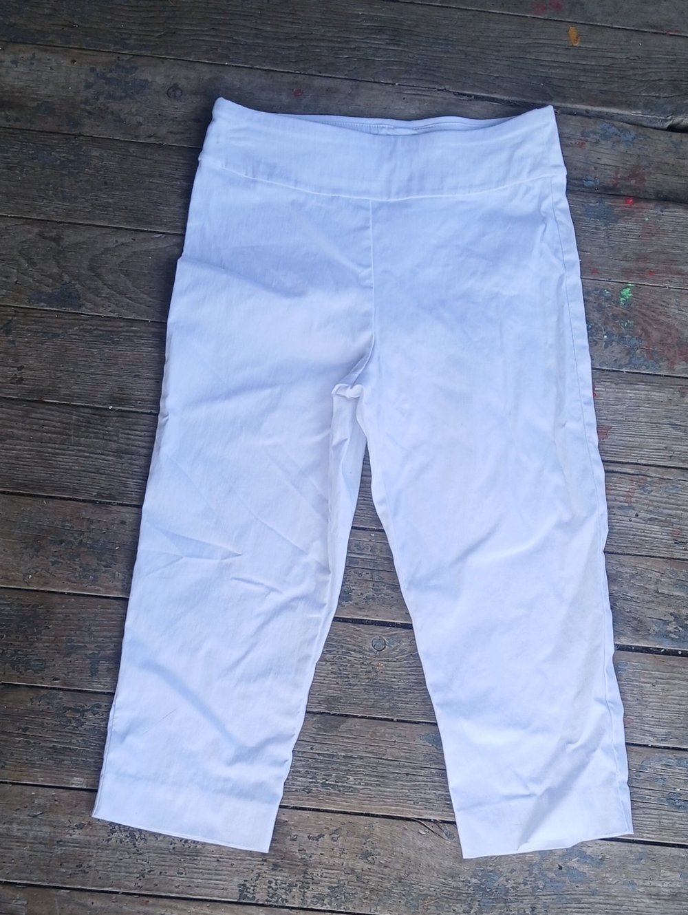 Patchington White Pull On Stretch Leggings - Classic High-Waist